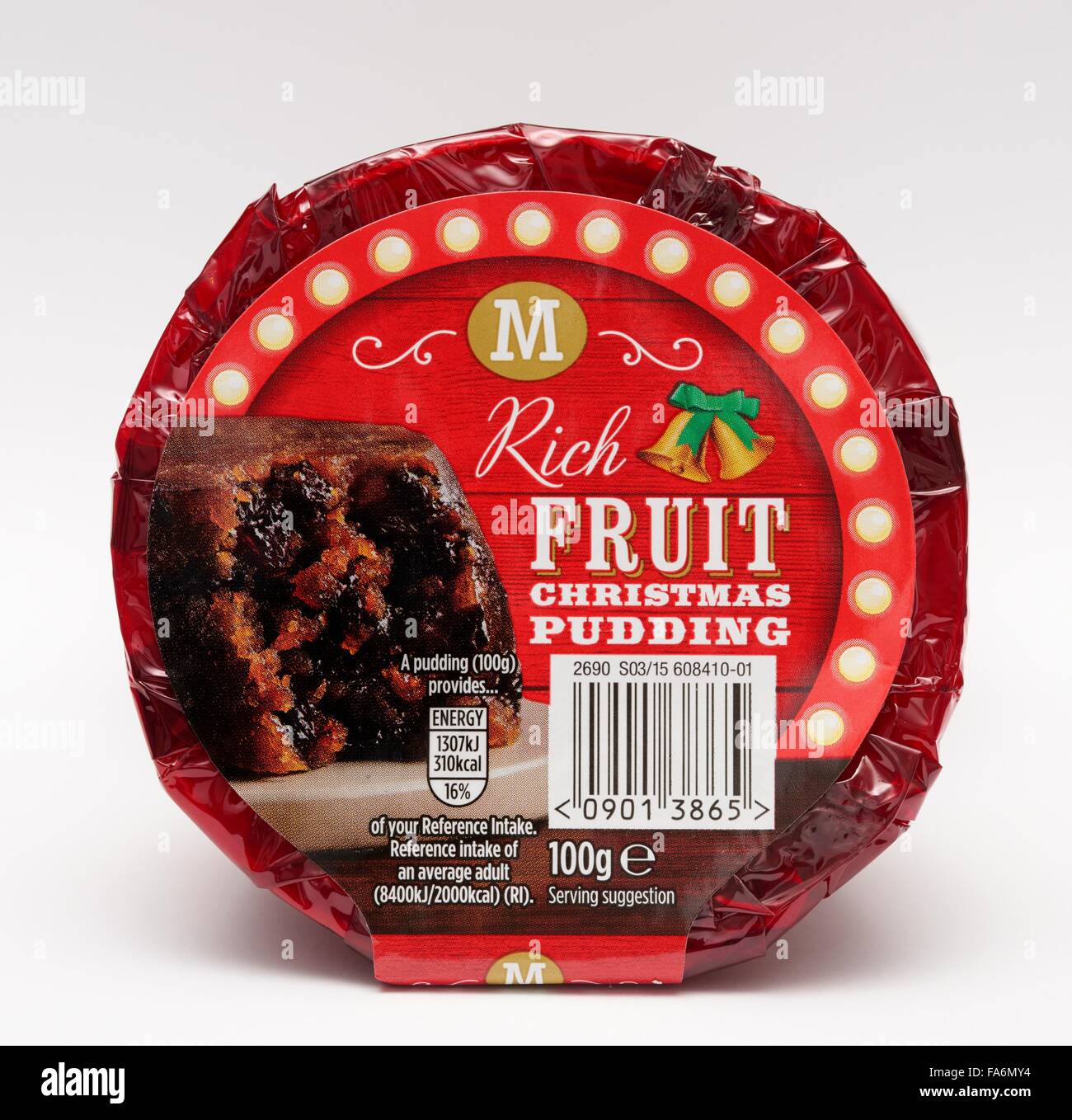 Morrisons rich fruit Christmas pudding Stock Photo