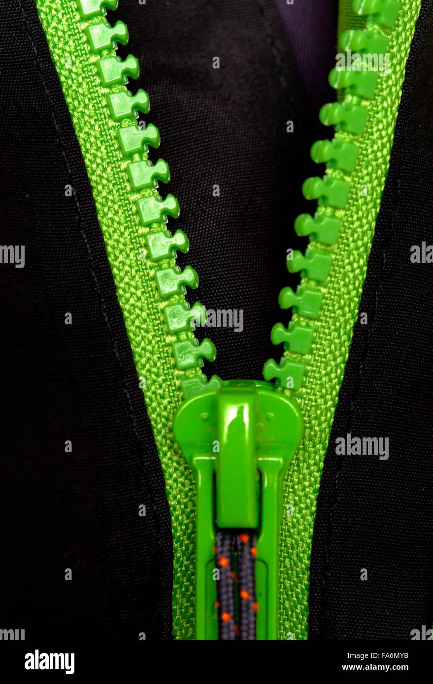 A green zipper close up Stock Photo Alamy
