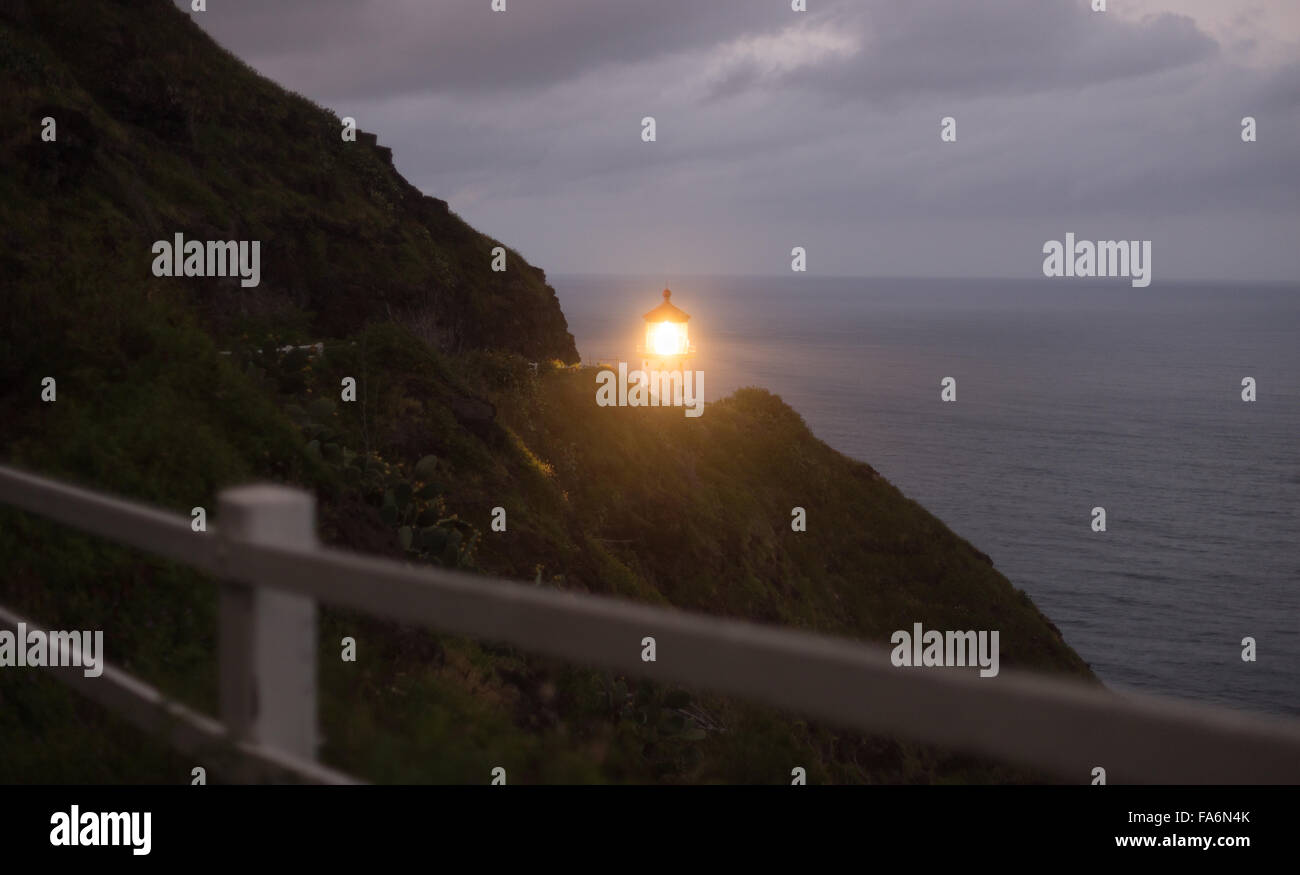 This lighthouse sends a beam of light out to the Pacific Ocean for ...