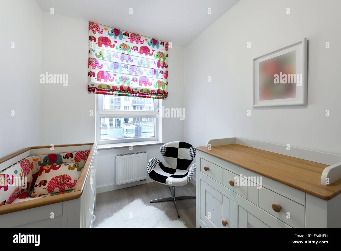 Stylish Room For Baby With Wooden Crib Stock Photo 92346989 Alamy