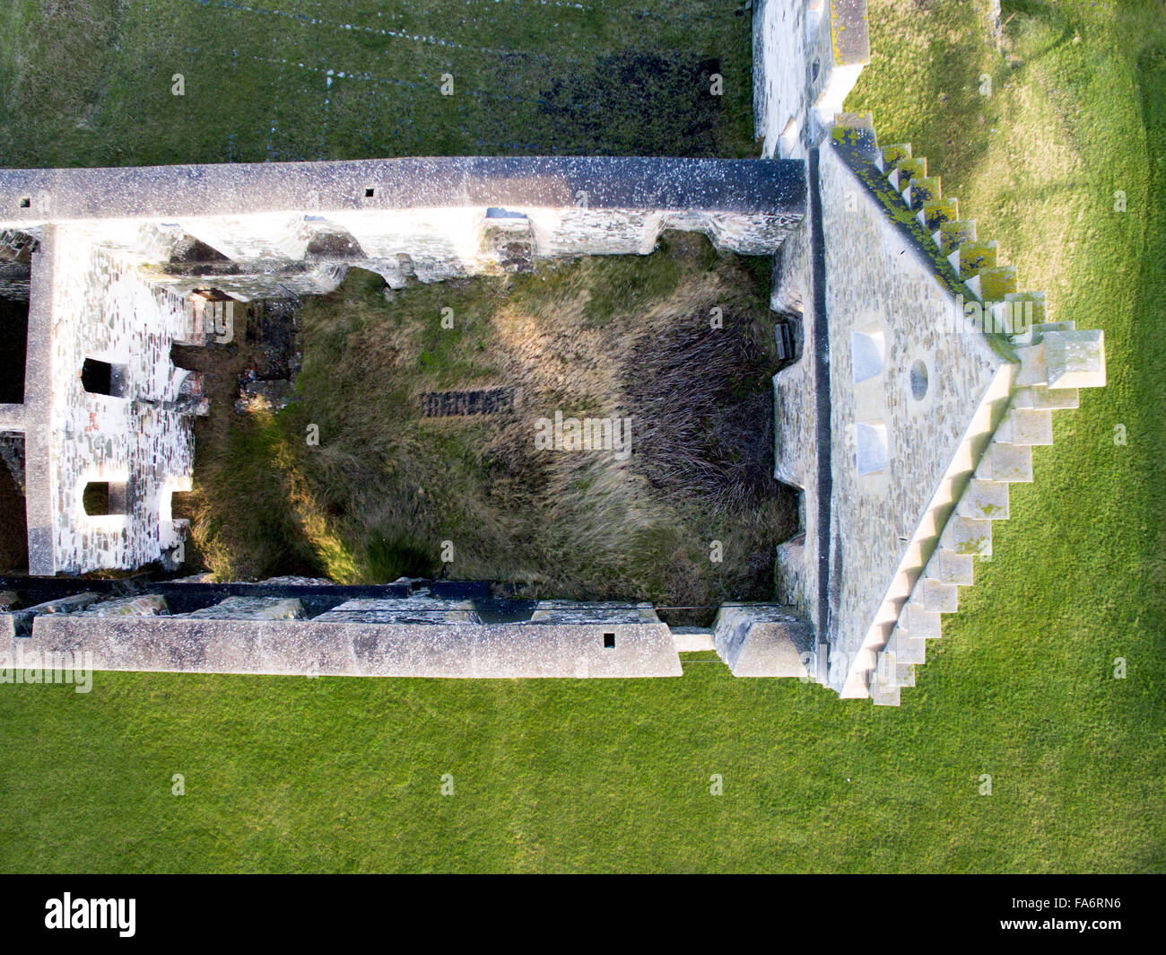 Castle ruins from a birds eye view Stock Photo - Alamy