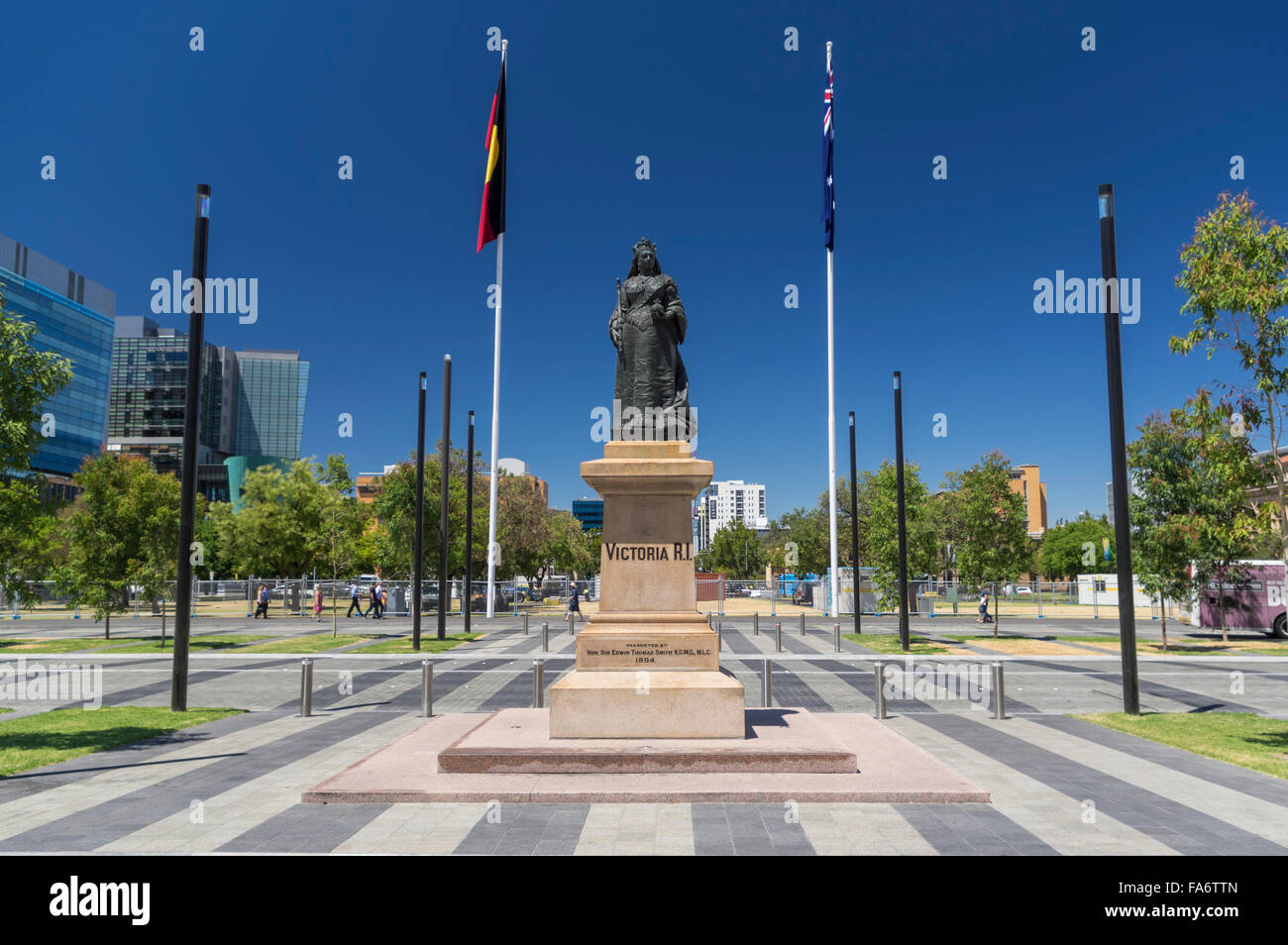 Statue of Queen Victoria on Victoria Square/Reconciliation Plaza in Adelaide, South Australia. Erected 1894. Stock Photo