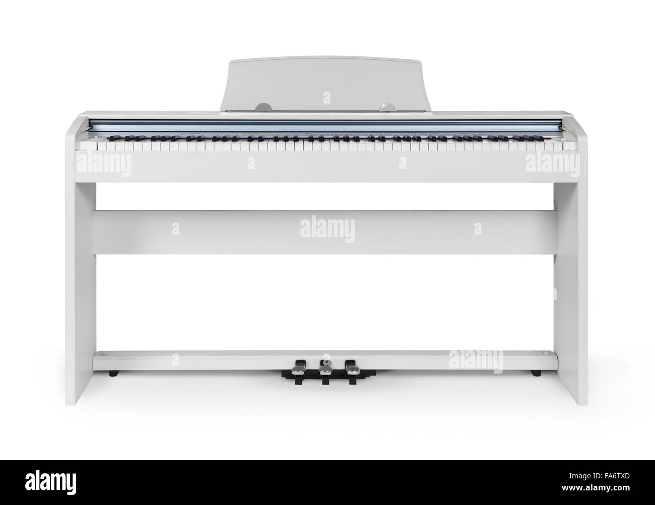 White digital piano in isolated on white background with clipping path Stock Photo