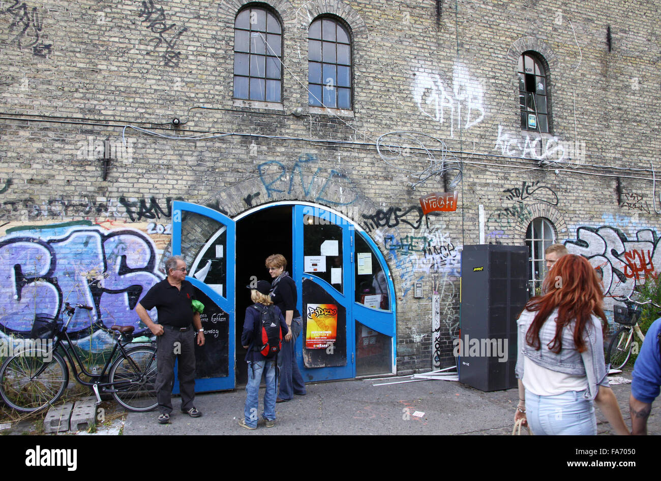 COPENHAGEN, DENMARK - JULY 28, 2012: Christiania, also known as Freetown Christiania is a self-proclaimed autonomous neighbourho Stock Photo