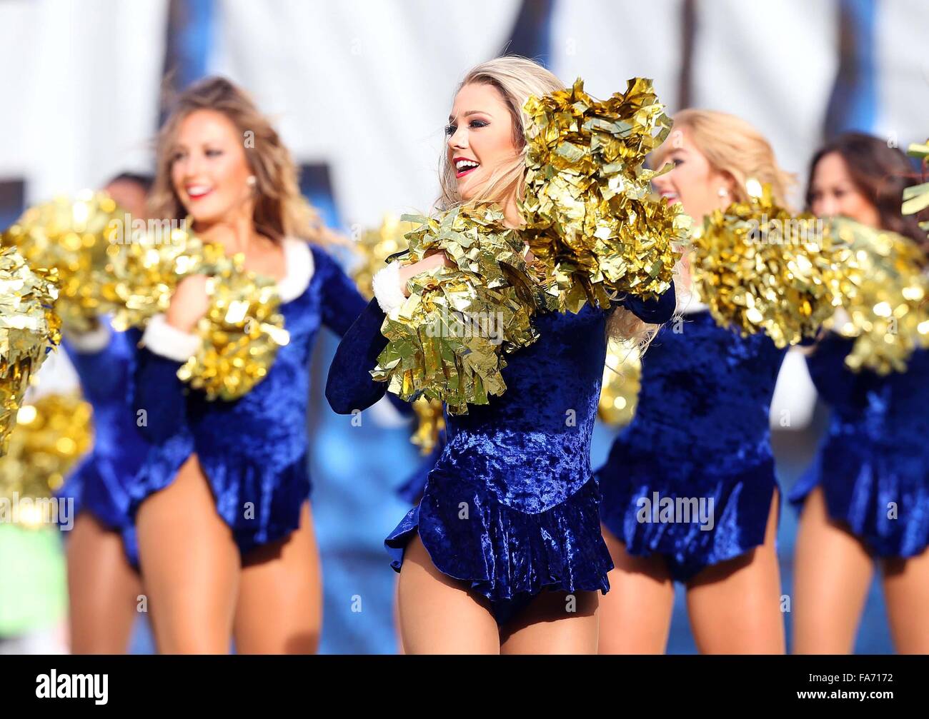 December 20, 2015 San Diego Chargers cheerleaders in action during the NFL Football game between the Miami Dolphins and the San Diego Chargers at the Qualcomm Stadium in San Diego, California. The Chargers defeated the Dolphins 30-14.Charles Baus/CSM Stock Photo
