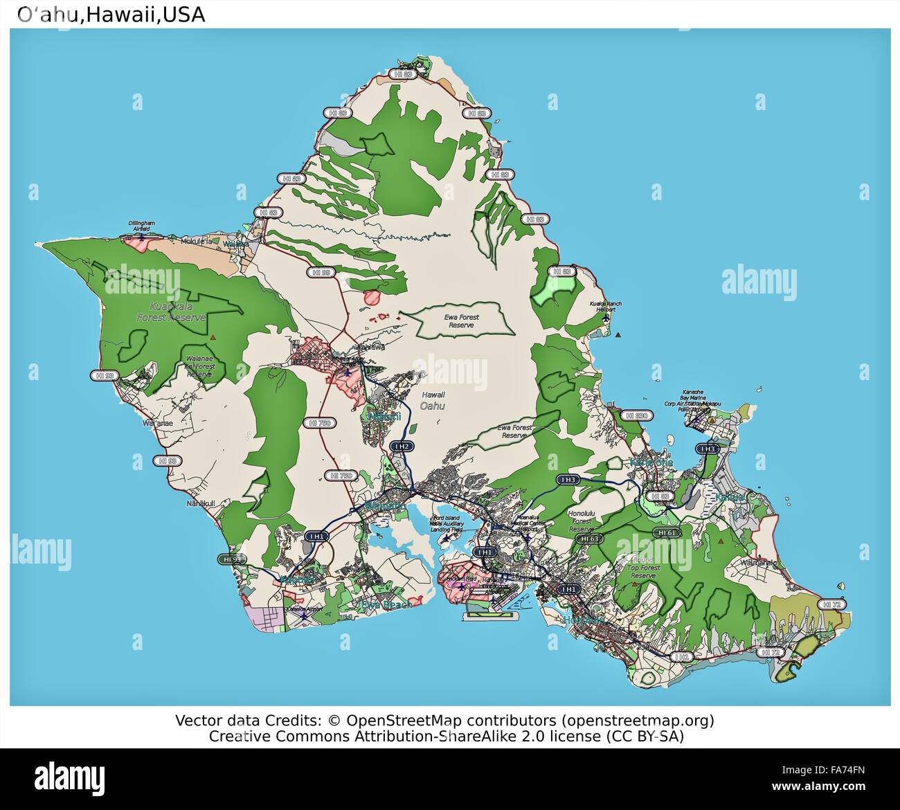 Oahu hawaii map