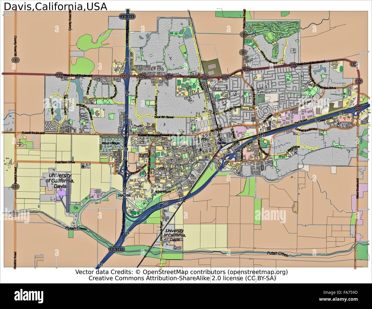 Davis Ca On Map Davis California Location Map Stock Photo - Alamy
