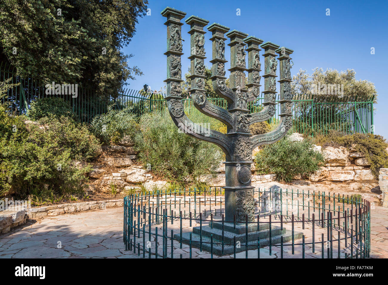 The giant menorah in the Rose Garden park near the Knesset of West