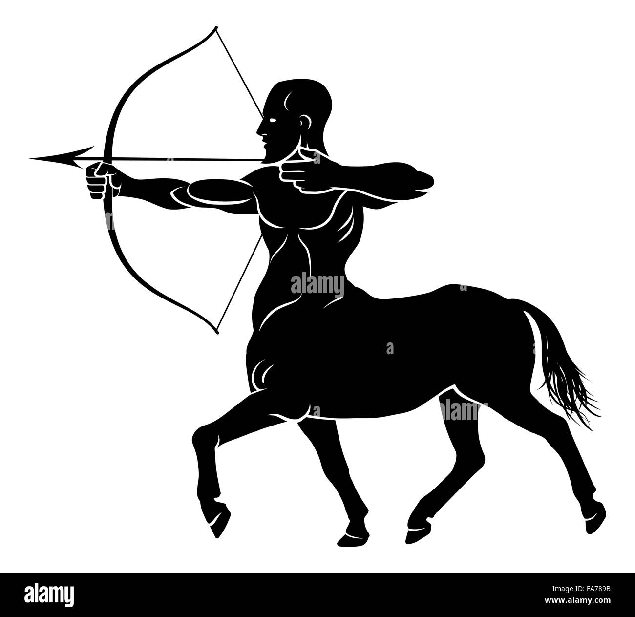Mythical centaur archer horse man character holding a bow and arrows Stock Photo