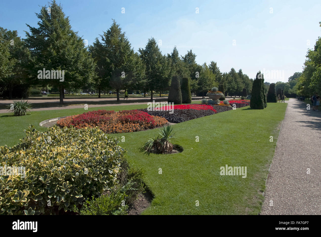 Regent's Park, London. A large open space, a city park with mature trees paths and flowerbeds. Stock Photo