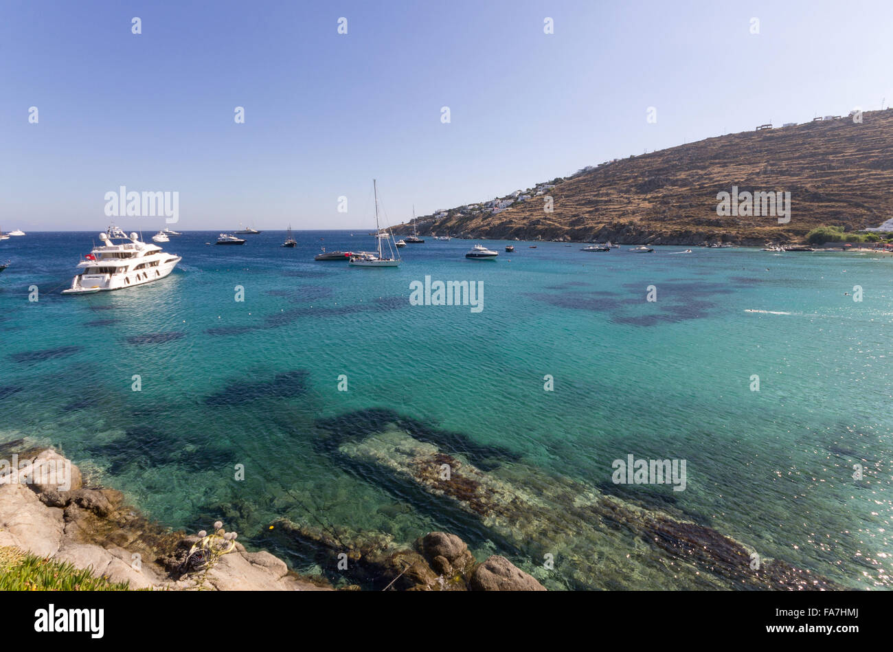 Greece, Cyclades Islands, Mykonos Island, Psarou beach Stock Photo - Alamy