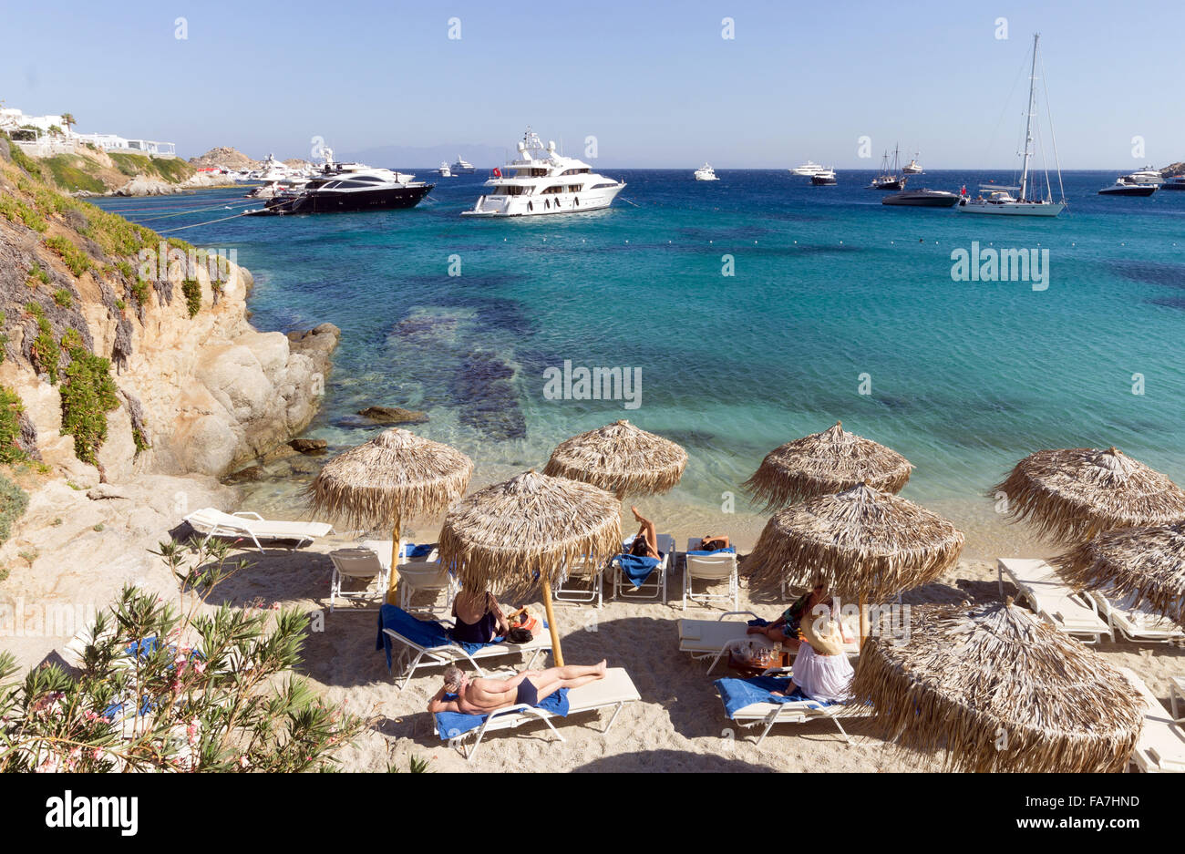 Greece, Cyclades Islands, Mykonos Island, Psarou beach Stock Photo