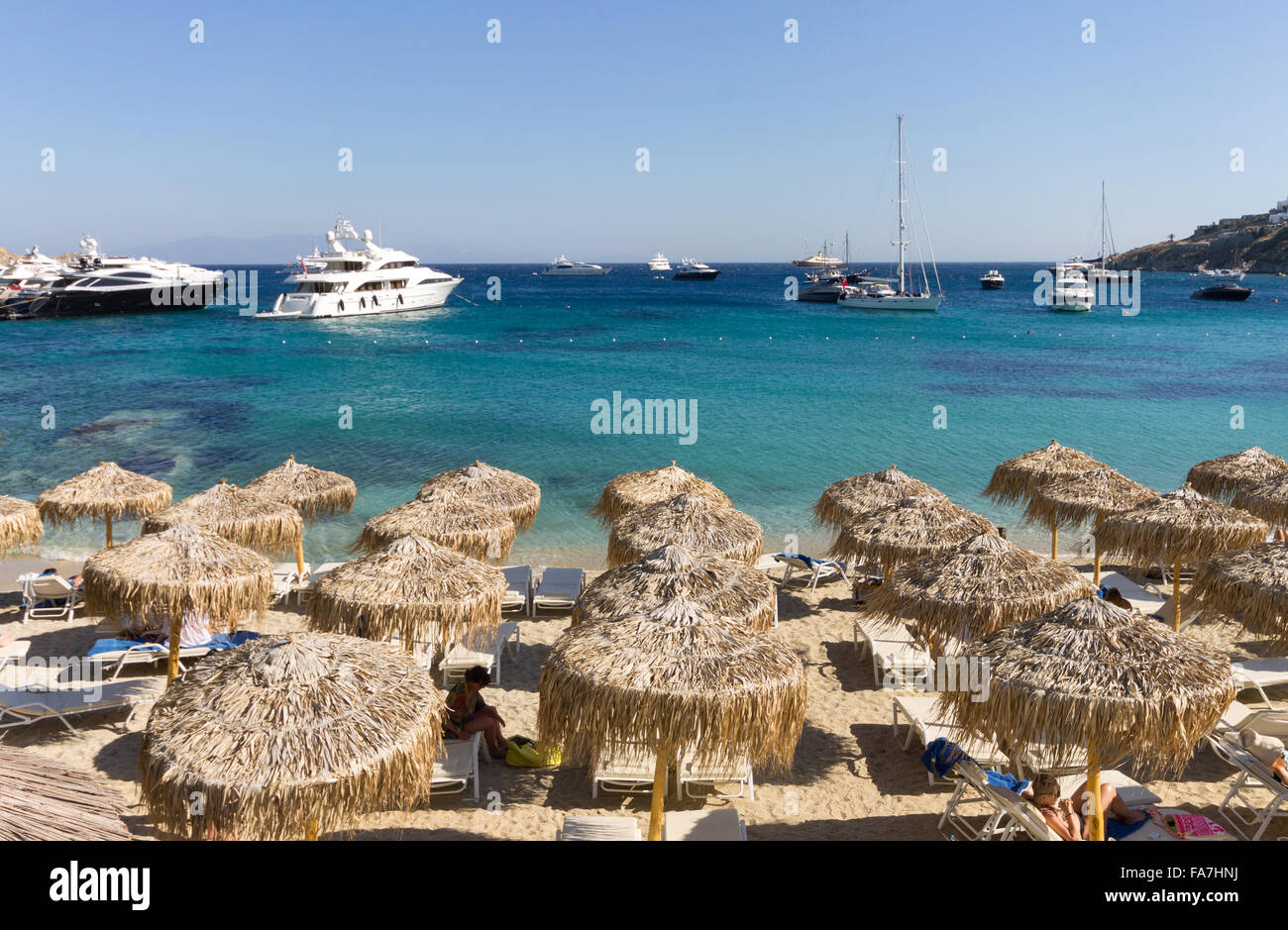 Greece, Cyclades Islands, Mykonos Island, Psarou beach Stock Photo