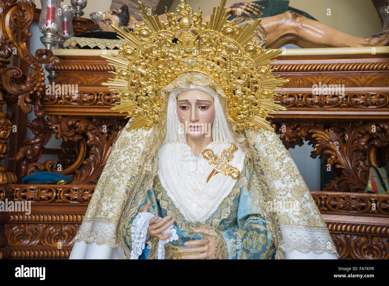 image of the Virgin Mary inside a church Marbella, Andalucia Spain ...