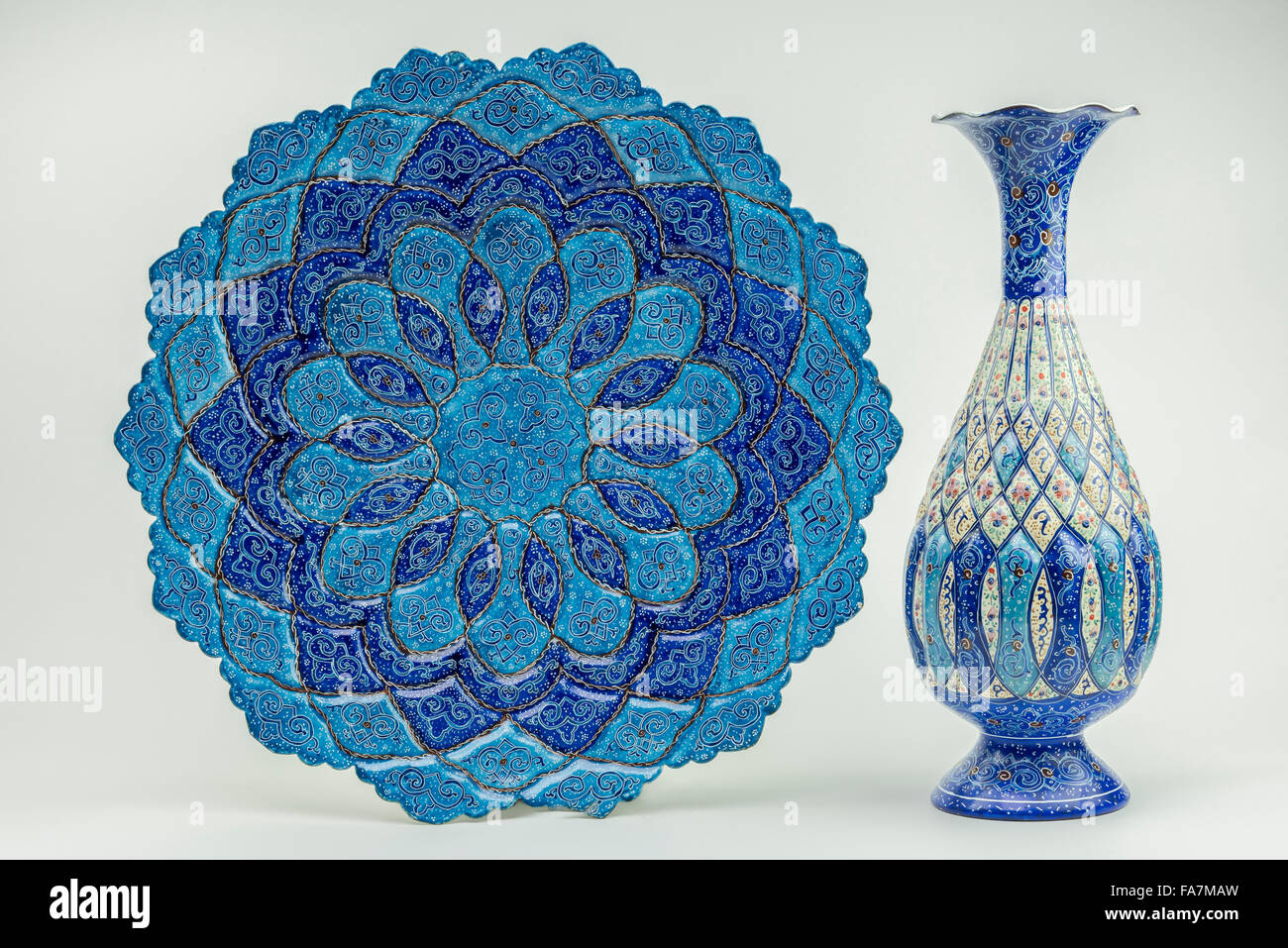Beautiful Persian hand crafted vase and plate Stock Photo - Alamy