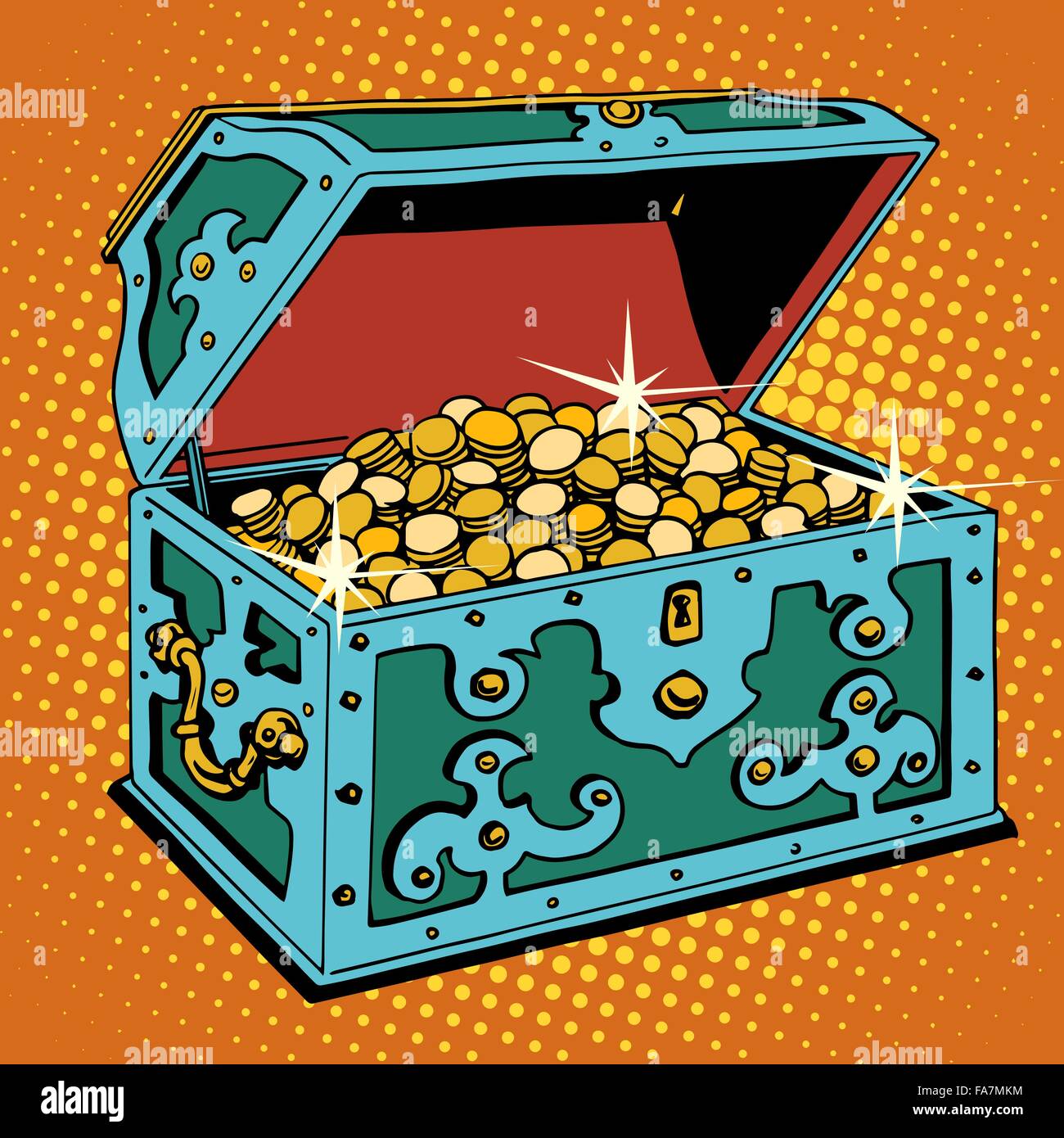 Treasure chest with Golden coins Stock Vector