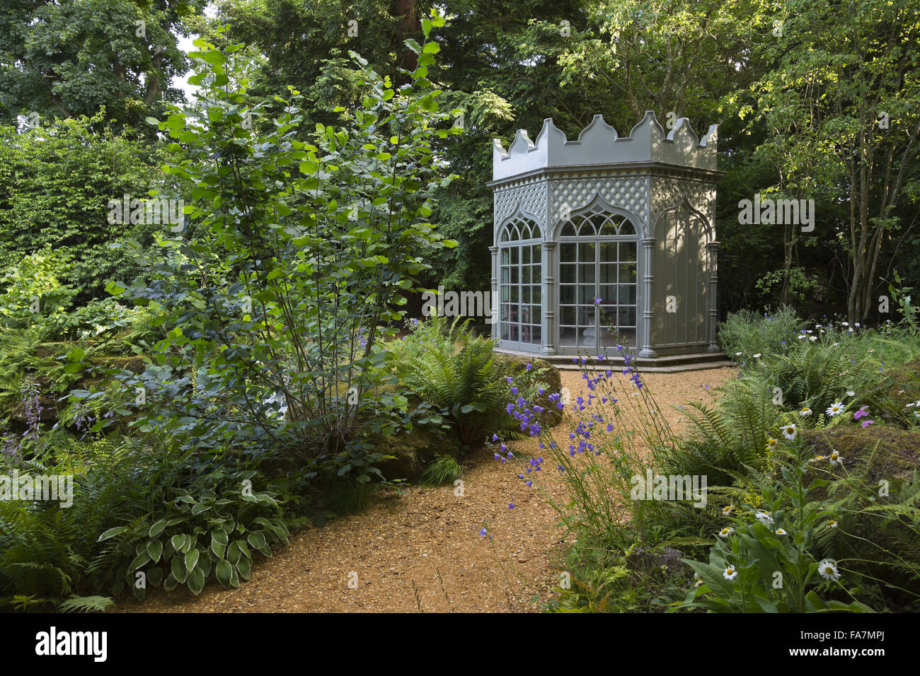 The summer house in the lower garden at Woolbeding Gardens, West Sussex