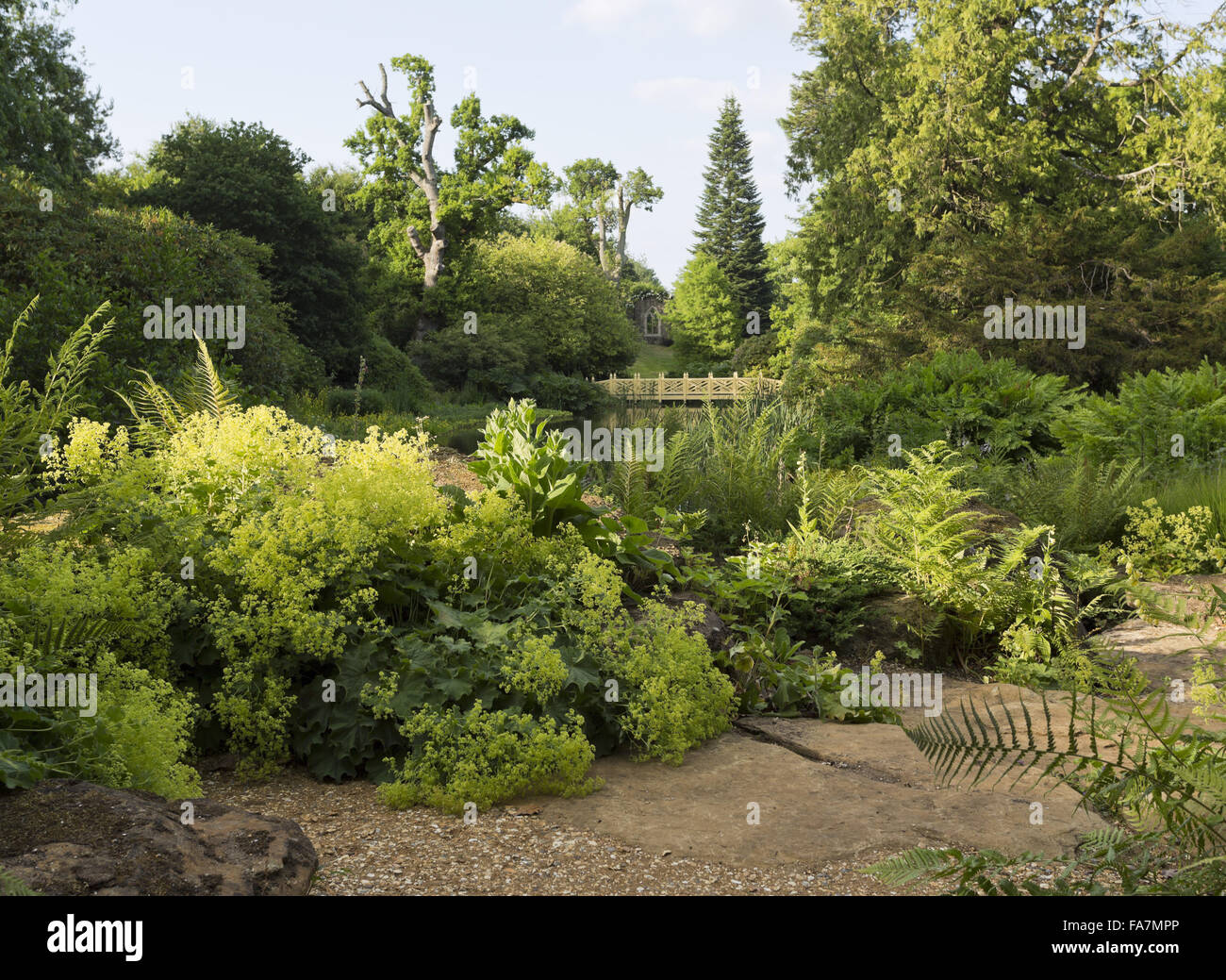 Evening light on the lake in the garden created by Simon Sainsbury and
