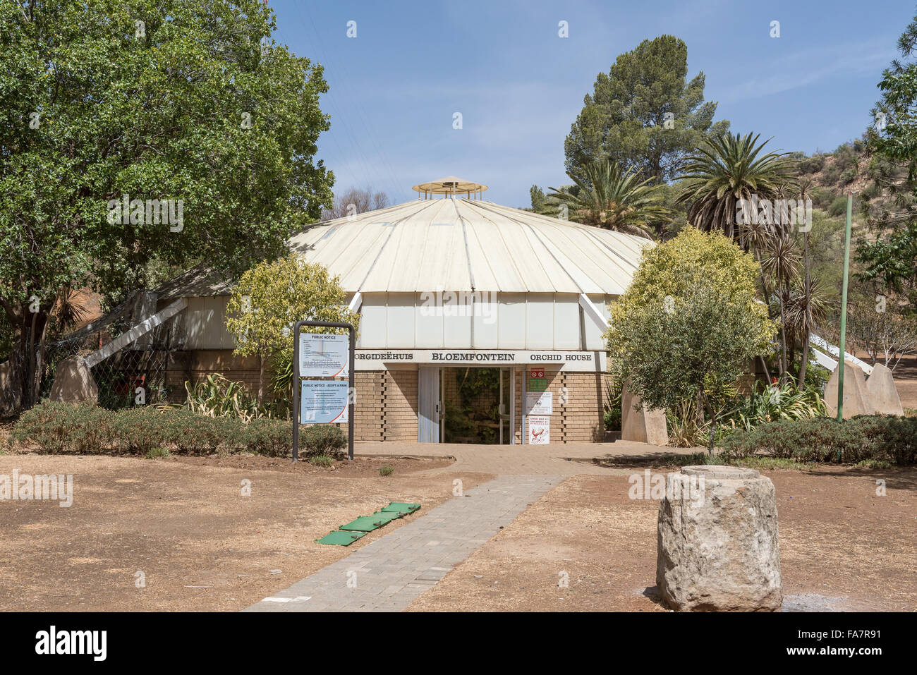 BLOEMFONTEIN, SOUTH AFRICA, DECEMBER 21, 2015: The orchid house in Bloemfontein is situated in a park at the foot of Naval Hill Stock Photo