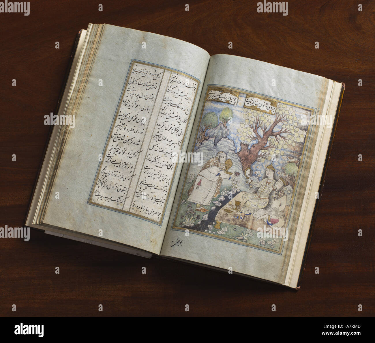 Mulana Muhammed Reza Noui 'The Burning and Consuming' (1672), part of the Library collection at Tatton Park, Cheshire. Stock Photo