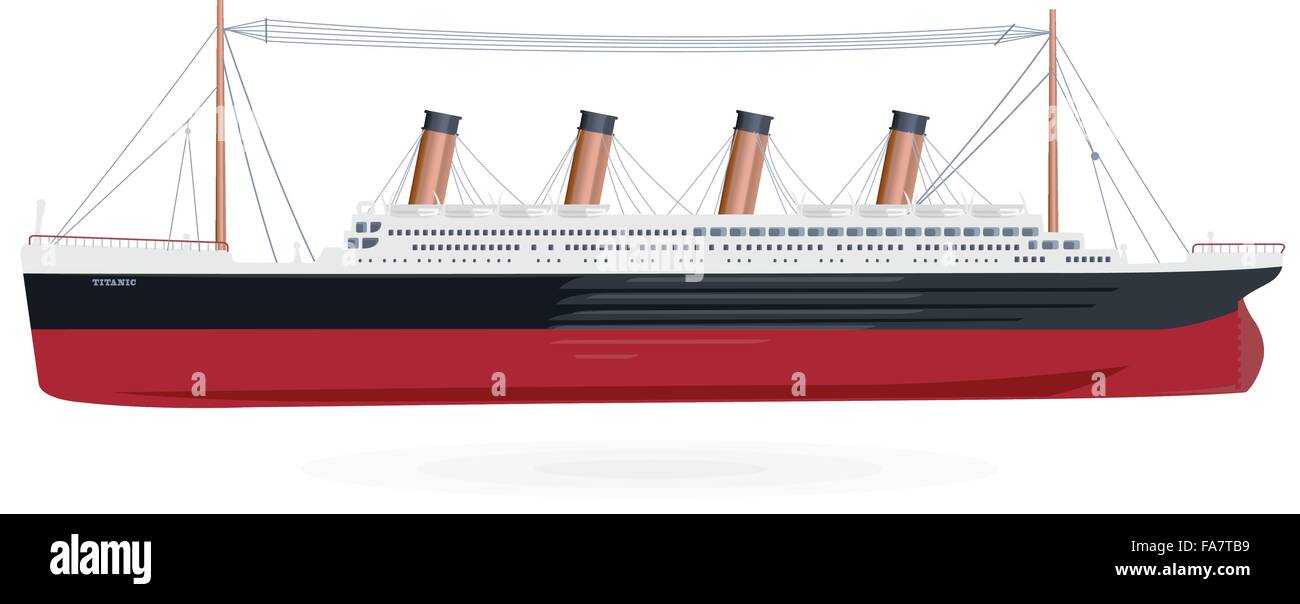 Classical Titanic - big ship legendary colossal boat monumental big ship symbol icon flatten isolated illustration master vector Stock Vector