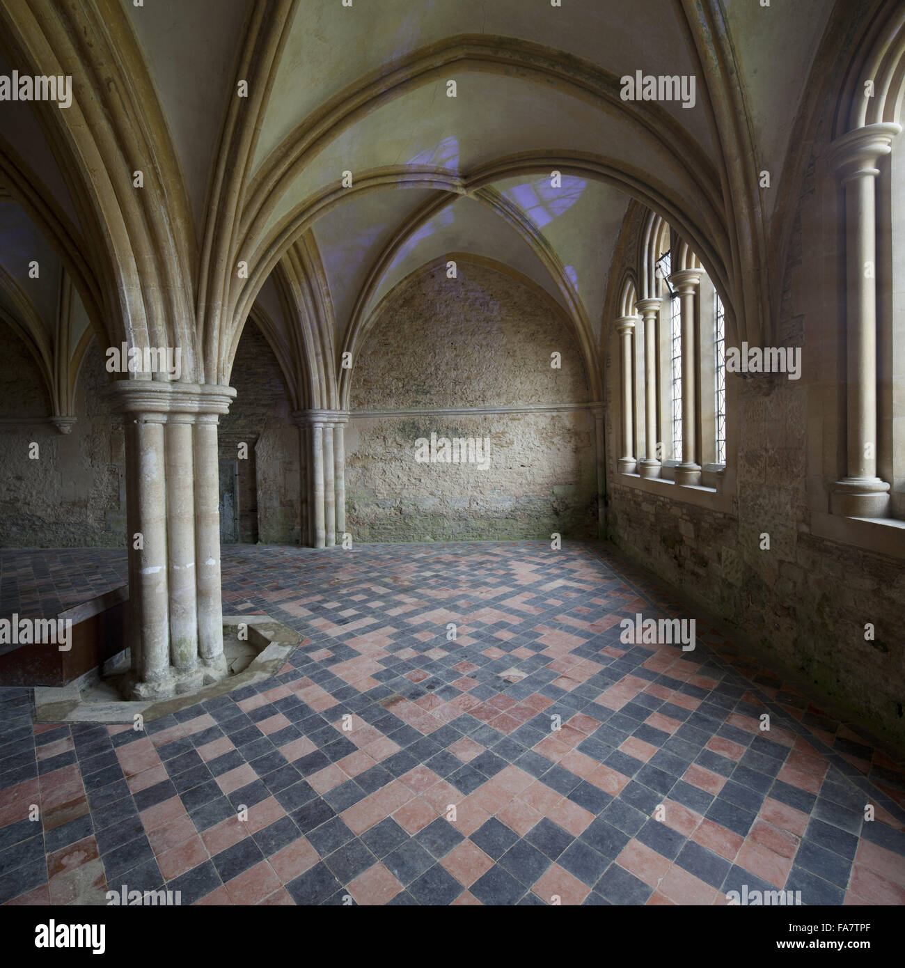 The Chapter House in the Cloisters at Lacock Abbey, Wiltshire. The