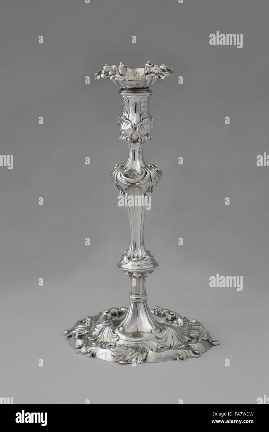 Candlestick by Emick Romer, 1763, part of the silver collection at Ickworth, Suffolk. National Trust inventory number: 852093 Stock Photo