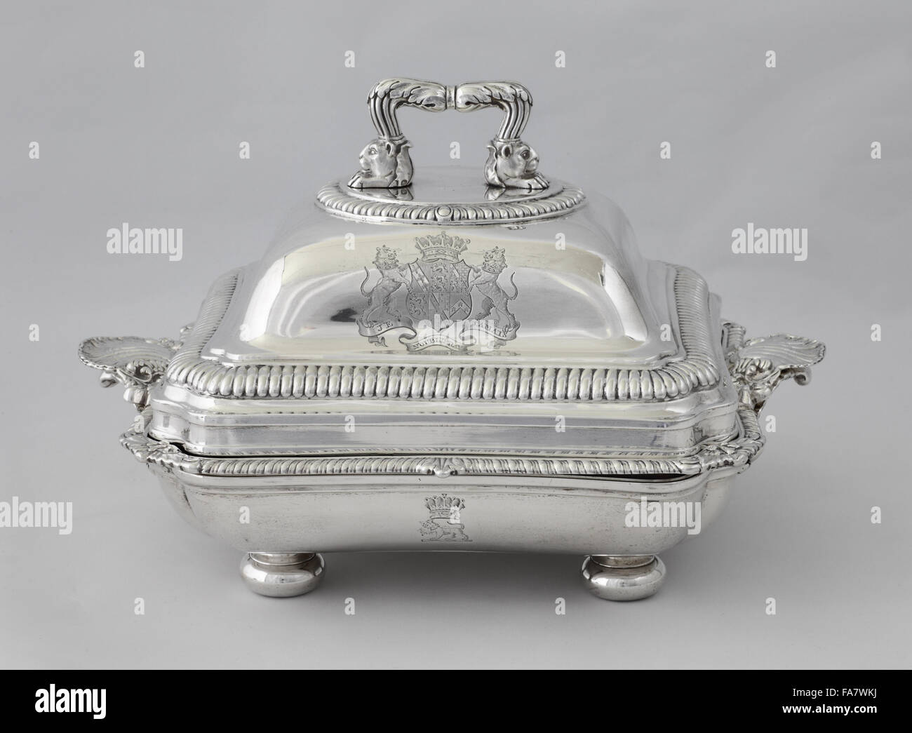 Oblong entree dish by Paul Store, 1809, part of the silver collection at Ickworth, Suffolk. National Trust inventory number: 852103 Stock Photo