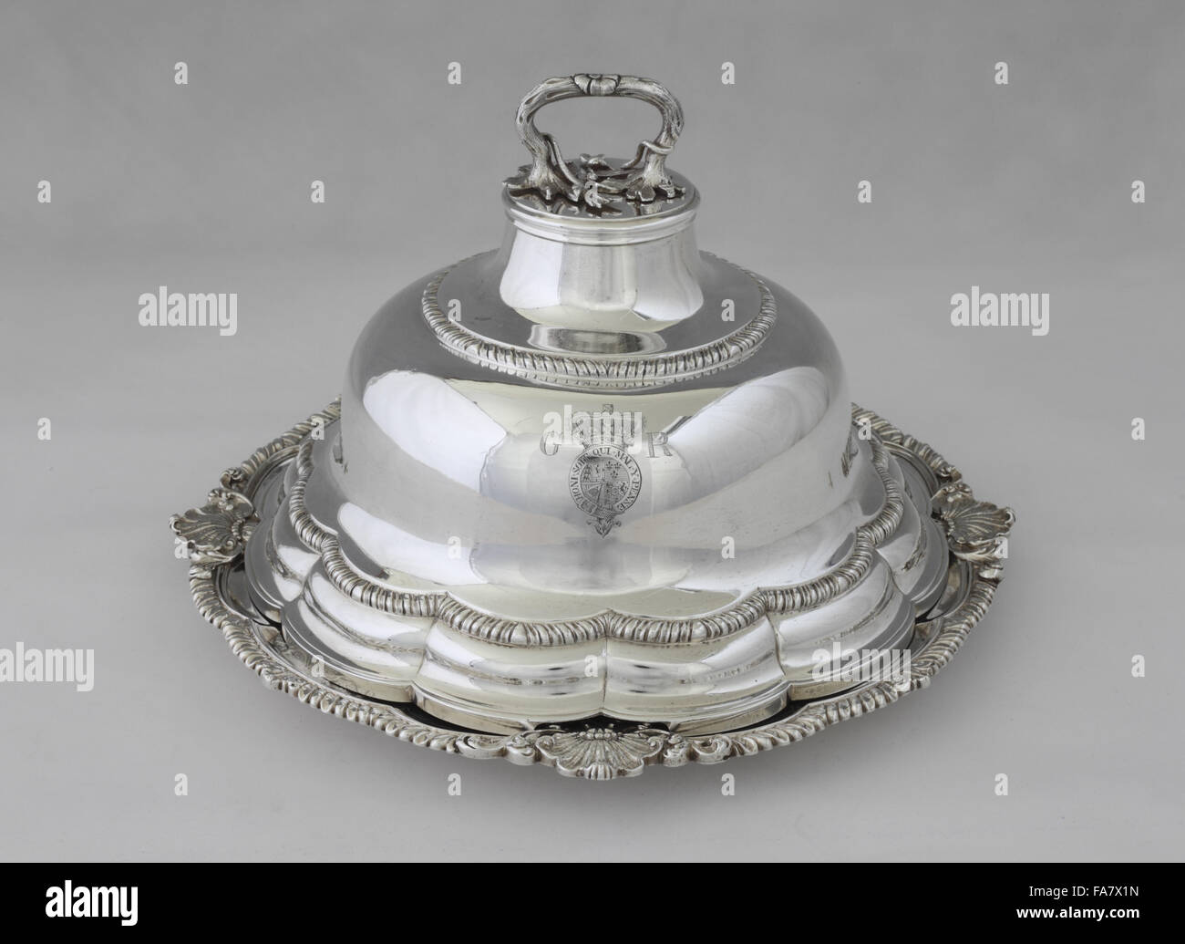 Second course dish and cover, part of the silver collection at Ickworth, Suffolk. National Trust inventory number: 852121 Stock Photo