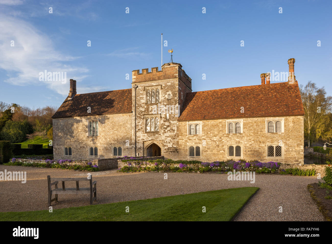 The West Front of the house at Ightham Mote, Kent. Stock Photo