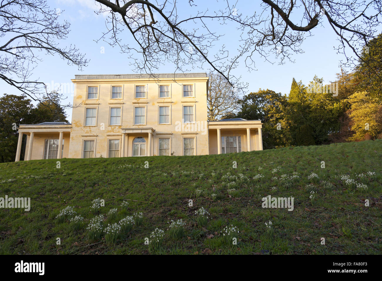 Greenway, the holiday home of Agatha Christie, in the evening light. Stock Photo