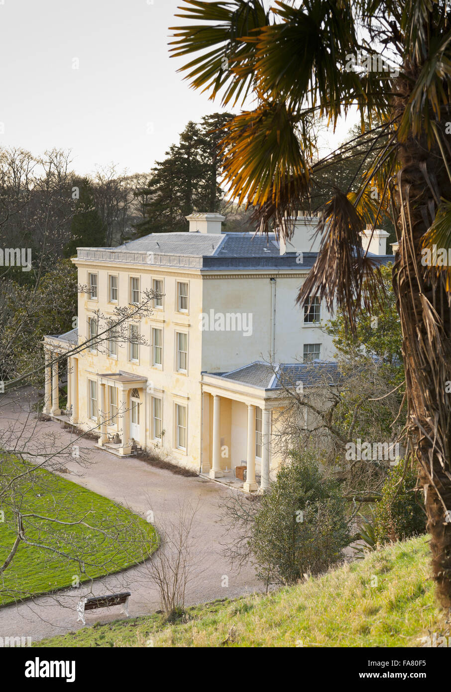 Greenway, the holiday home of Agatha Christie, in the evening light. Stock Photo