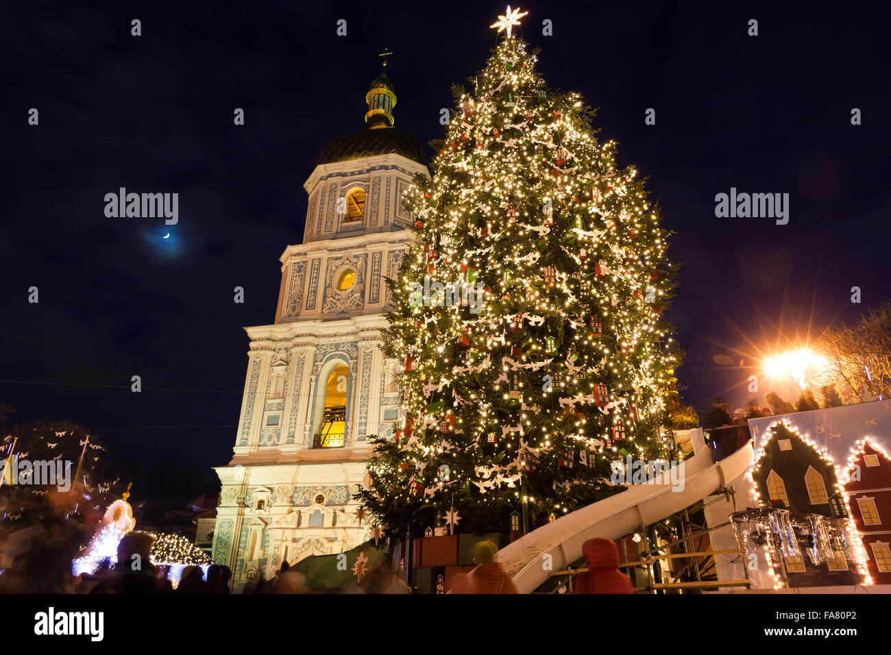 Christmas market on Sophia Square in Kyiv, Ukraine. Main Kyiv's New