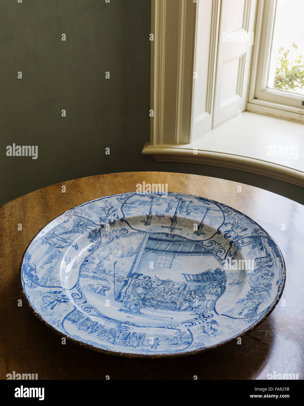 Ceramic plate at Killerton, Devon. Stock Photo