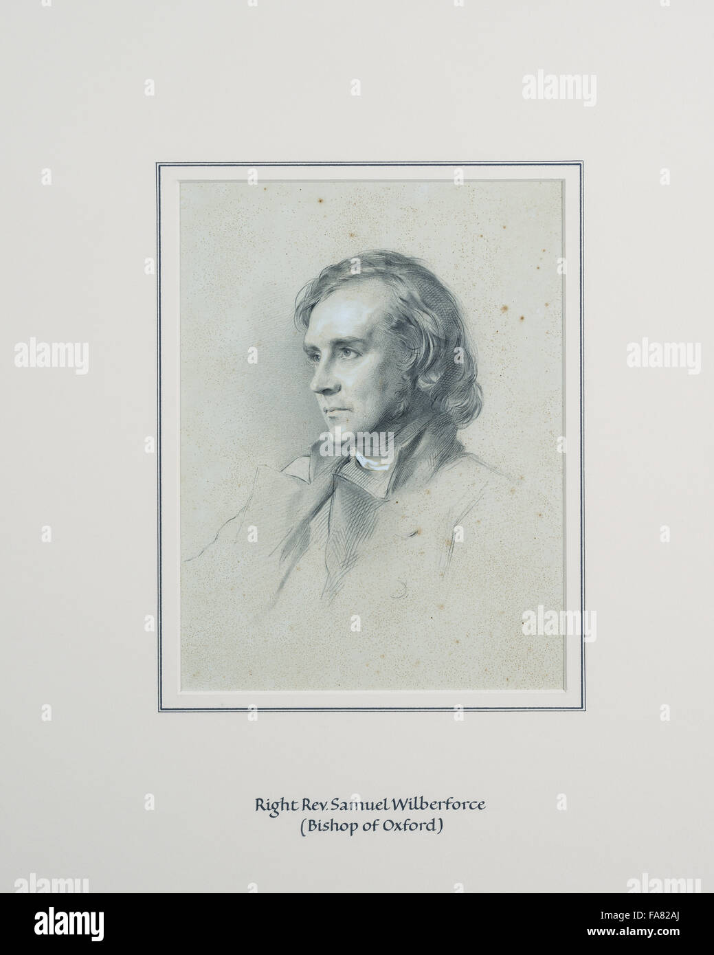 RT. REV. SAMUEL WILBERFORCE (1805-1873) LORD BISHOP OF OXFORD by George Richmond RA at Killerton, Devon. Paper, Parcel gilt. National Trust Inventory Number 921802. Sir Thomas Dyke Acland commissioned portraits of members of Grillion's Club, of which this Stock Photo