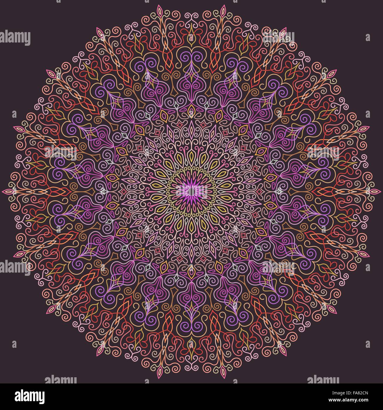 Violet and Pink Line Mandala Stock Vector