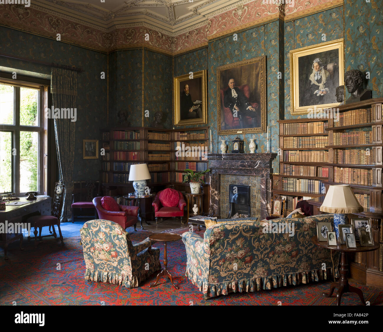 The Library at Dunster Castle, Somerset, created by Anthony Salvin ...