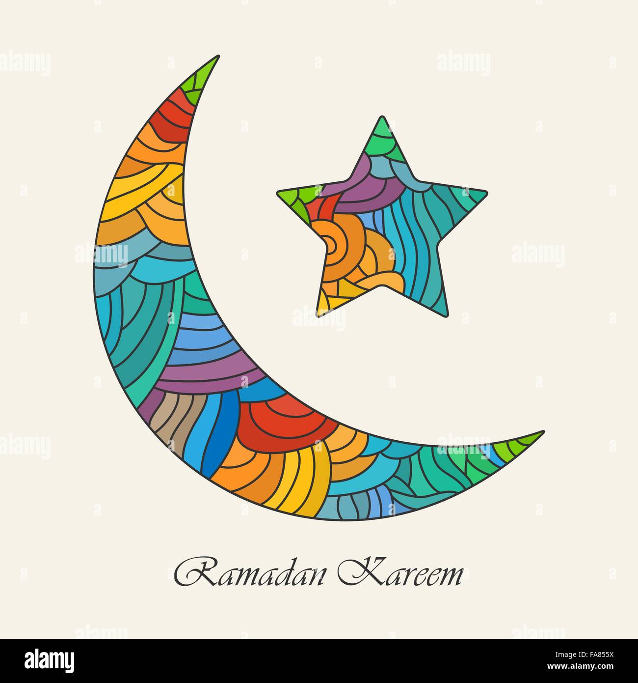 Crescent moon and star for holy month of muslim community Ramadan Kareem Stock Vector