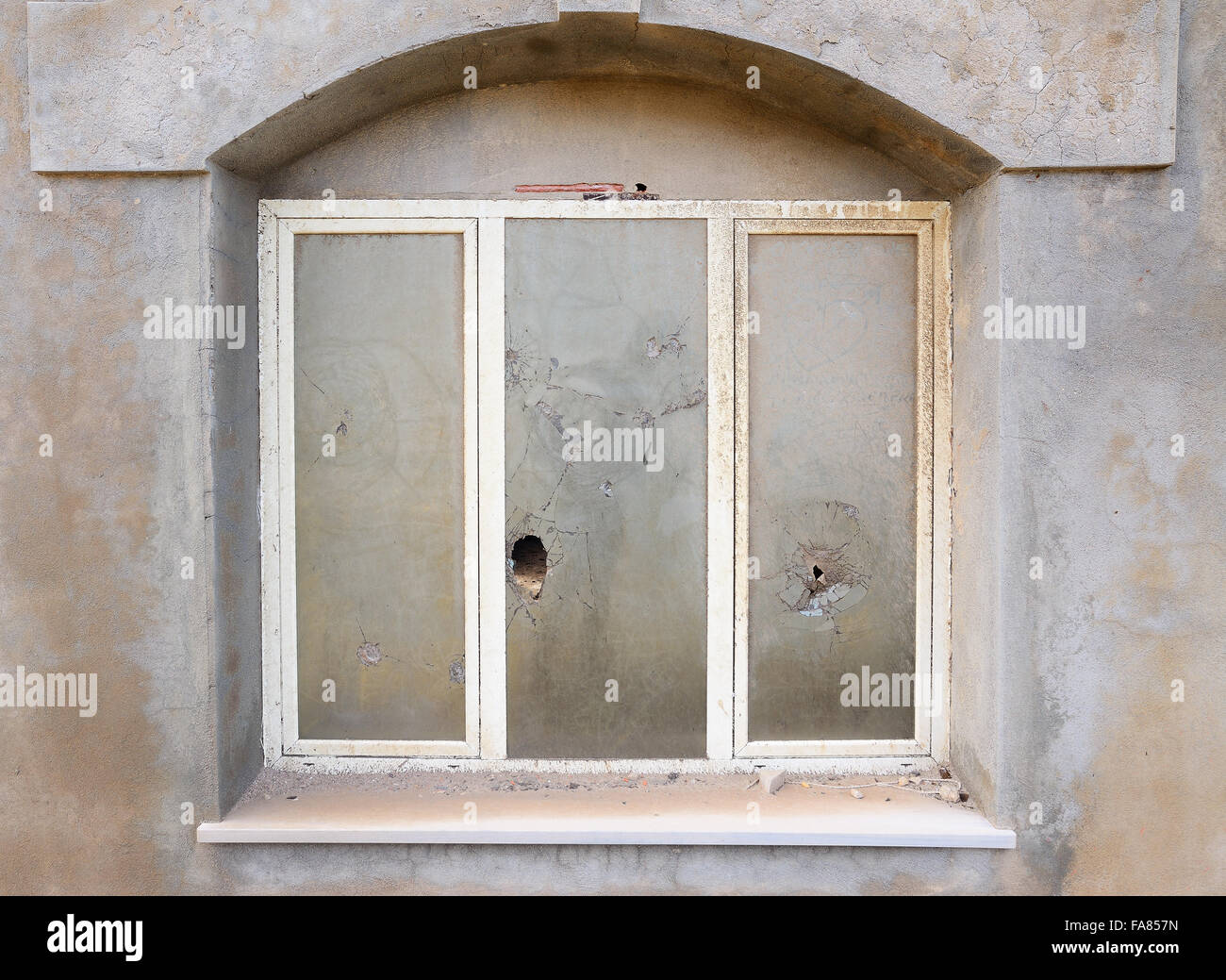 broken glass of an old window Stock Photo