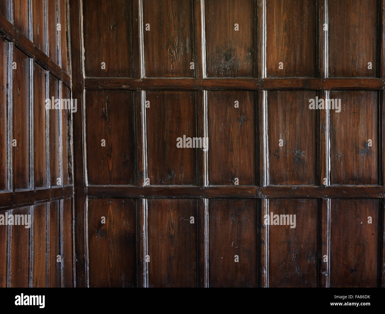 Wood panelling in the Servery at Ham House, Surrey. Stock Photo