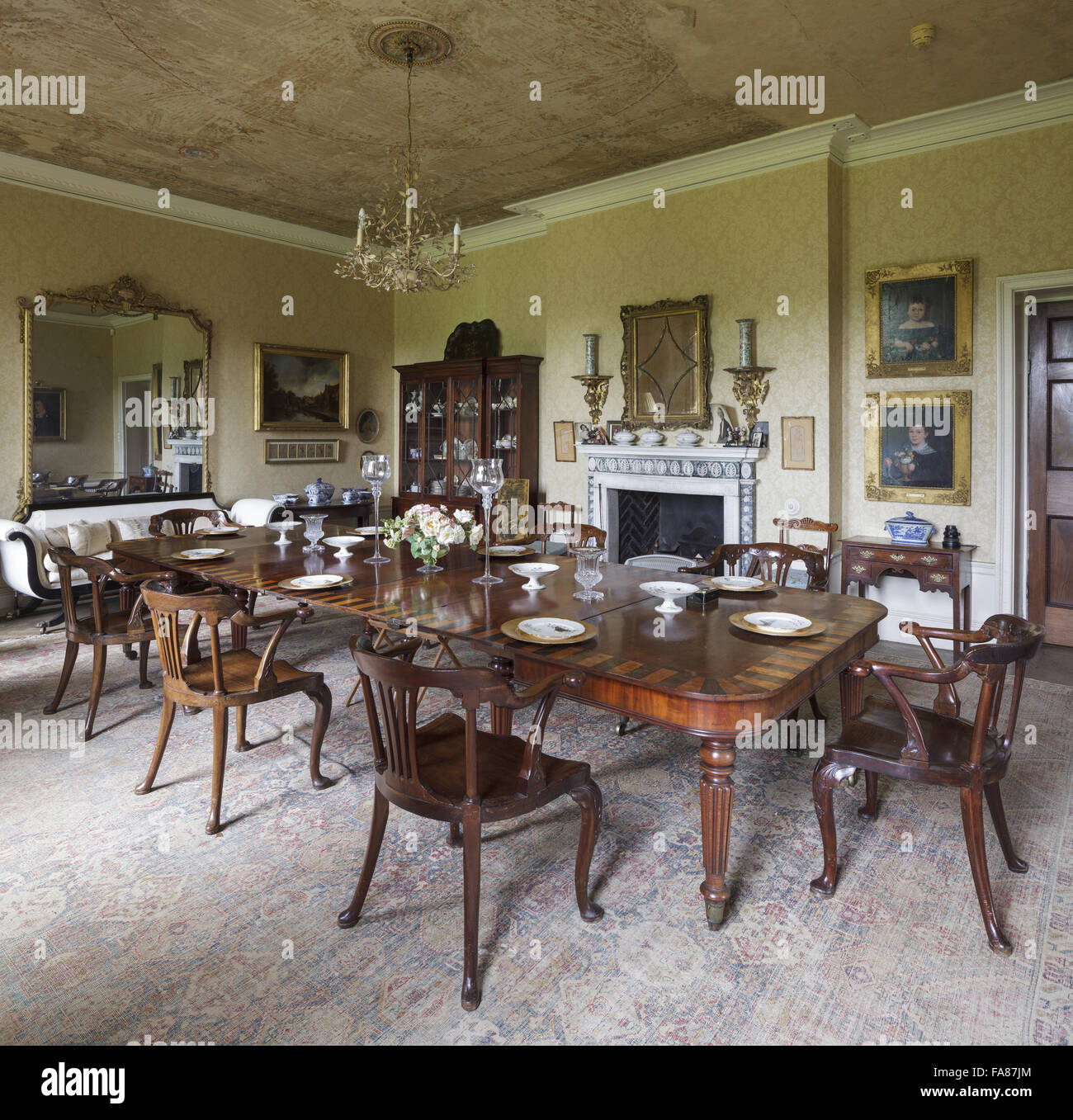 An interior view of Farnborough Hall, Warwickshire. Farnborough Hall is
