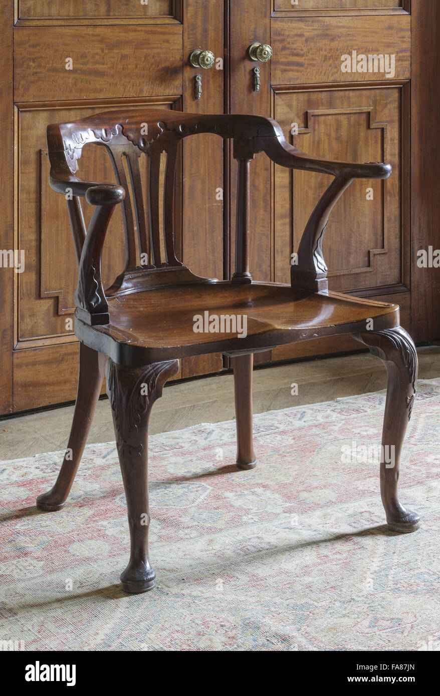 A dining chair at Farnborough Hall, Warwickshire. Farnborough Hall is