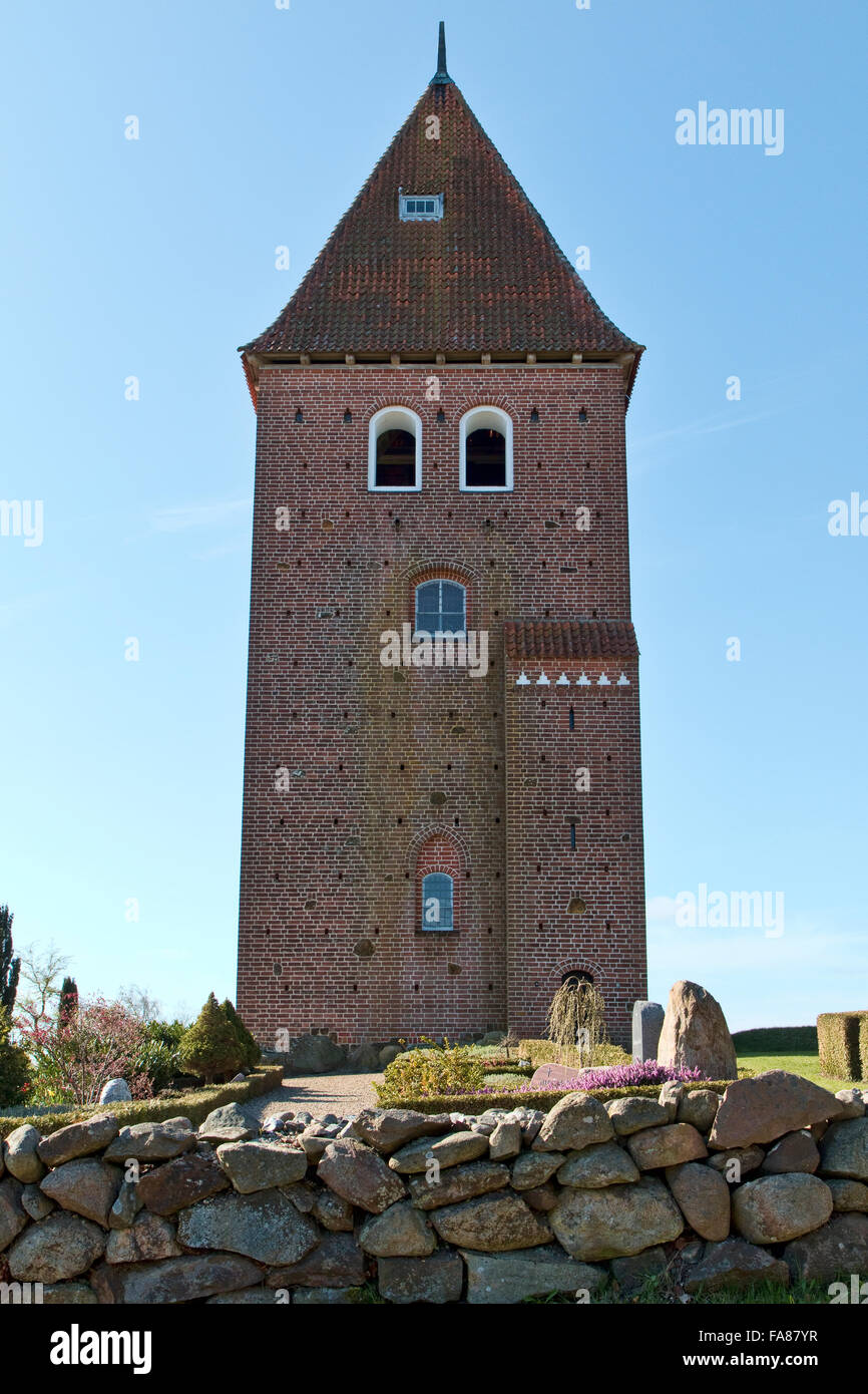 Closeup on the church tower at Gammel Ry, Denmark Stock Photo - Alamy