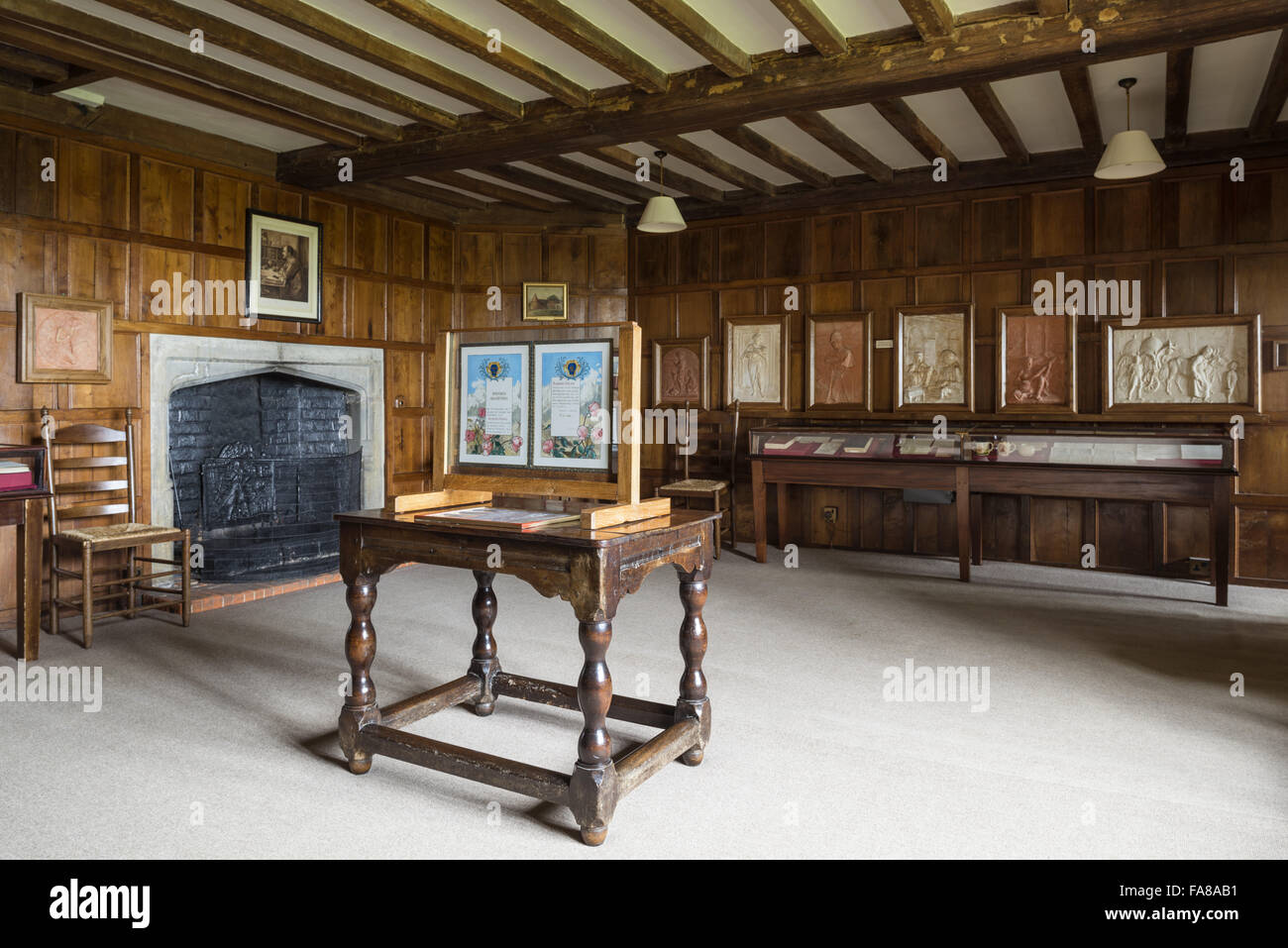 The Exhibition Room at Bateman's, East Sussex. Bateman's was the home of the writer Rudyard Kipling from 1902 to 1936. Stock Photo