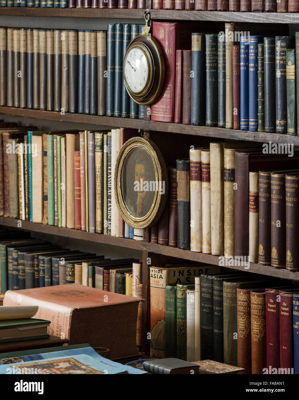 Detail of the Book Room, Nymans, West Sussex. Stock Photo