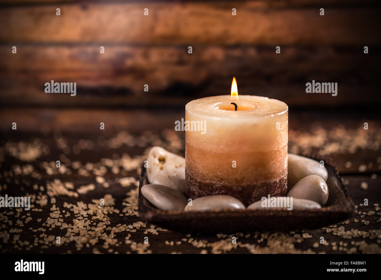 Spa and wellness setting with candles Stock Photo Alamy