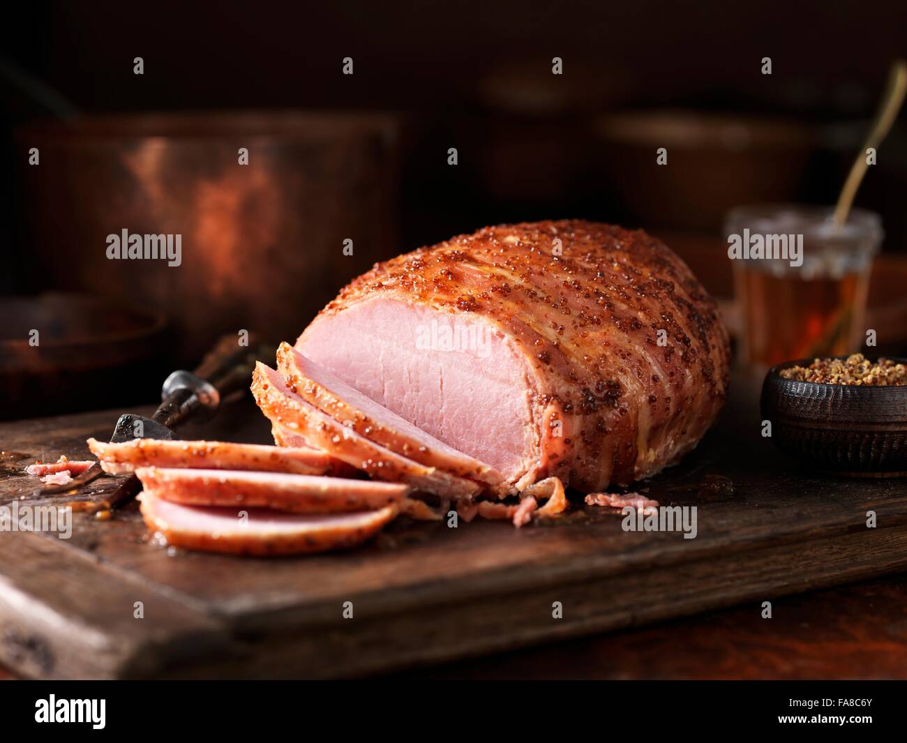 British Wildflower Honey and Wholegrain Mustard Gammon Stock Photo Alamy