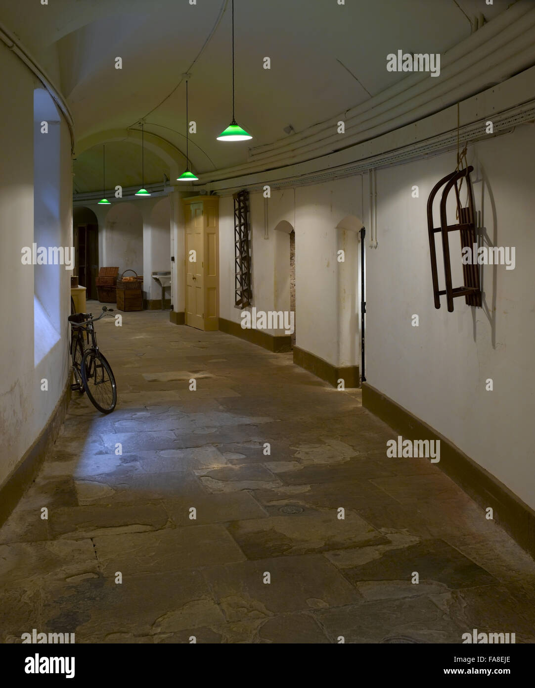 The East Wing corridor in the Basement at Ickworth, Suffolk Stock Photo ...