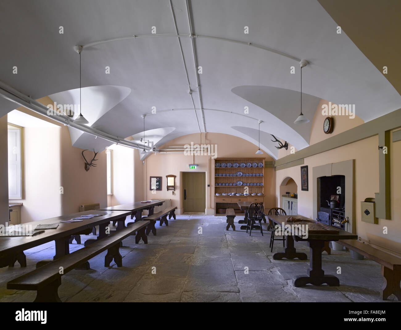 The Servants' Hall in the Basement at Ickworth, Suffolk. Stock Photo
