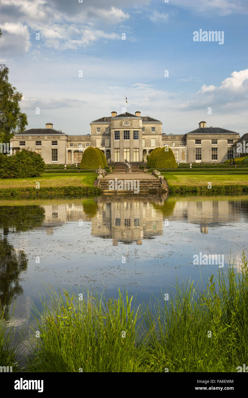 The west front of the house in June seen across the River Sow on the Shugborough Estate, Staffordshire. Stock Photo